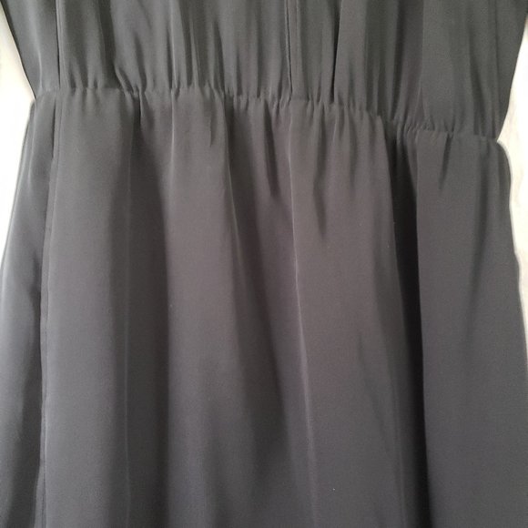 ARITZIA BABATON Black Sheer Cut Out Keyhole Silk Chiffon Mini Dress M Goth Boho - Picture 3 of 16